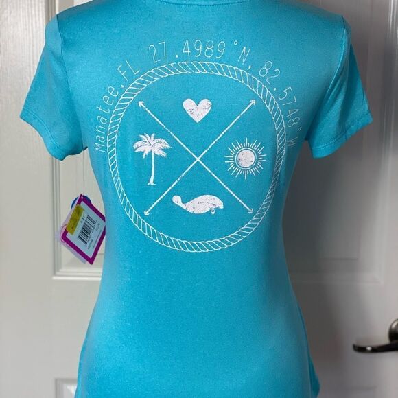 CHUBBY MERMAID " Save The Manatees" Junior Medium V Neck Top - Picture 3 of 8